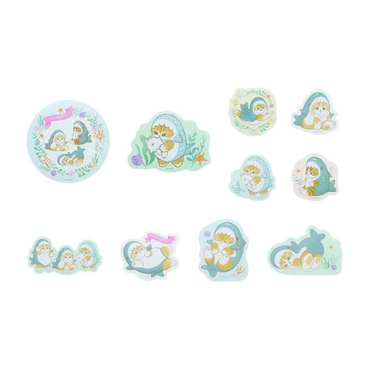 【Mofusand】可重貼貼紙 鯊魚貓 褲褲貓 共2種 Sunstar