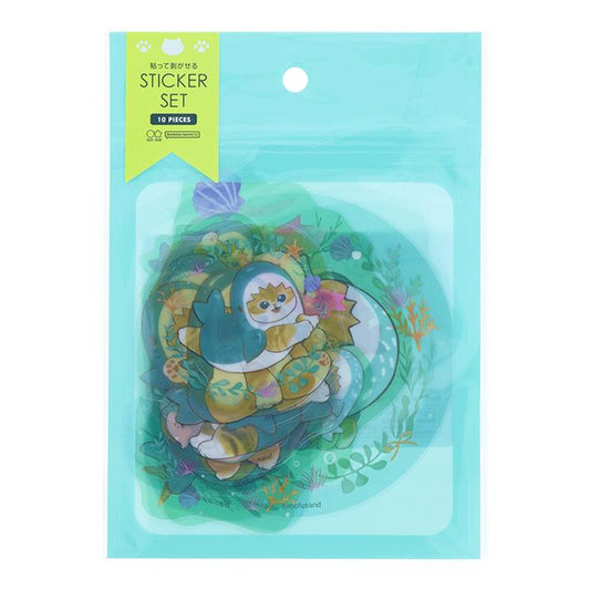 【Mofusand】可重貼貼紙 鯊魚貓 褲褲貓 共2種 Sunstar